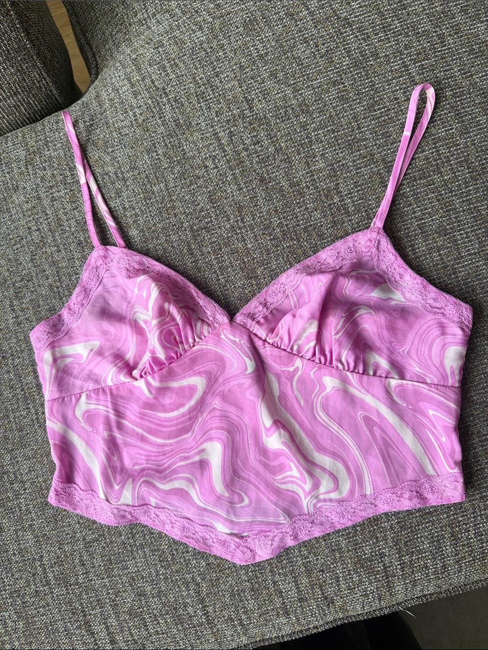 Wild Fable Women’s Pink Swirl Lace-Trim Cami Top